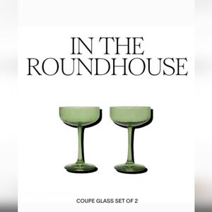 Round House Green Soda Lime Coupe Glasses Set Of 2